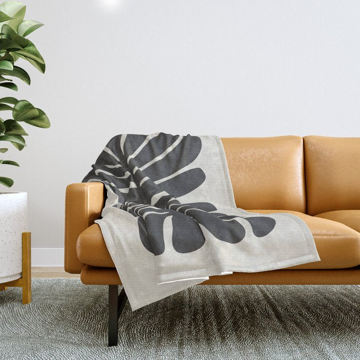 Sea Leaf: Noir Throw Blanket Gallery Image 1