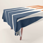 Abstract Shapes 106 Pattern in vintage Orange and Navy Blue  Tablecloth Gallery Image 1
