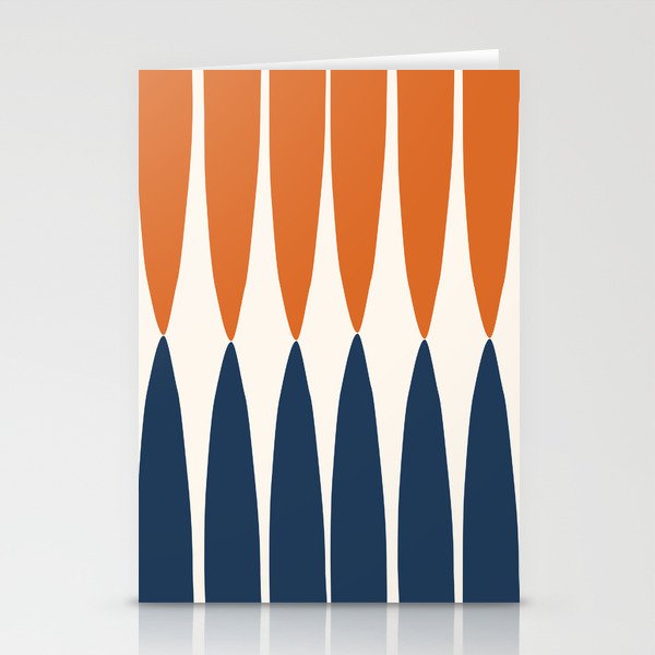 Abstract Shapes 106 Pattern in vintage Orange and Navy Blue  Stationery Card Gallery Image 1