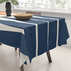 Abstract Shapes 106 Pattern in vintage Orange and Navy Blue  Tablecloth Gallery Image 3