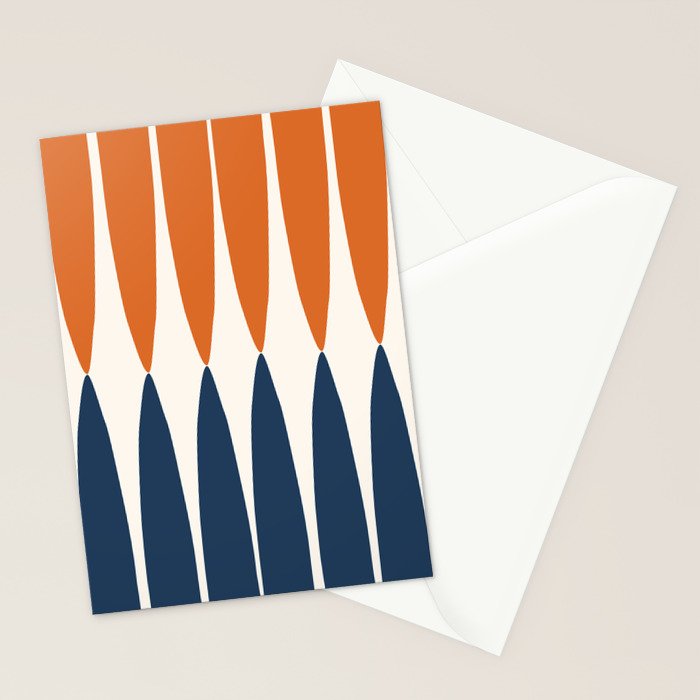 Abstract Shapes 106 Pattern in vintage Orange and Navy Blue  Stationery Card Gallery Image 2