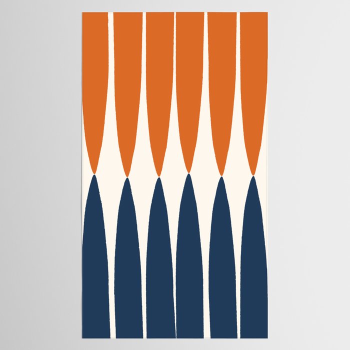 Abstract Shapes 106 Pattern in vintage Orange and Navy Blue  Tablecloth Gallery Image 2