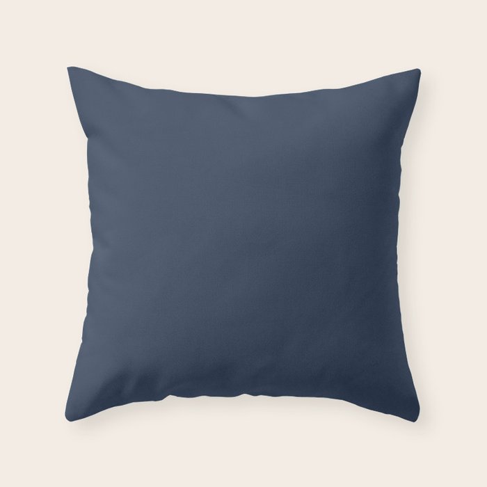 Denim Blue Solid Color Throw Pillow Gallery Image 6