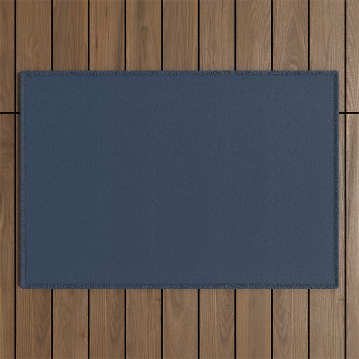 Denim Blue Solid Color Outdoor Rug Gallery Image 1