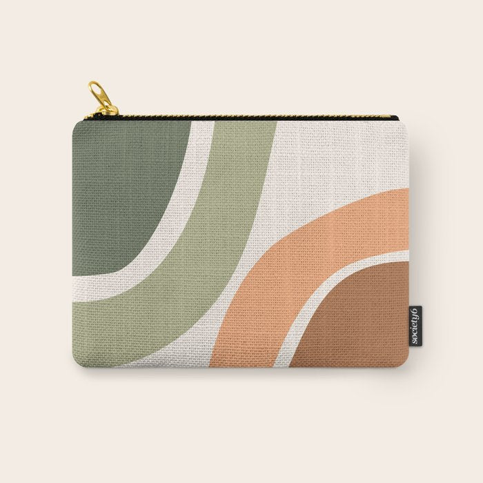 Abstract Shapes 55 in Sage Green and Terracotta (Rainbow Abstraction) Carry All Pouch Gallery Image 1