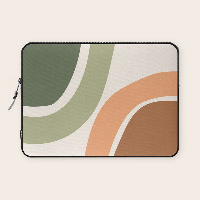 Abstract Shapes 55 in Sage Green and Terracotta (Rainbow Abstraction) Laptop Sleeve Gallery Image 1