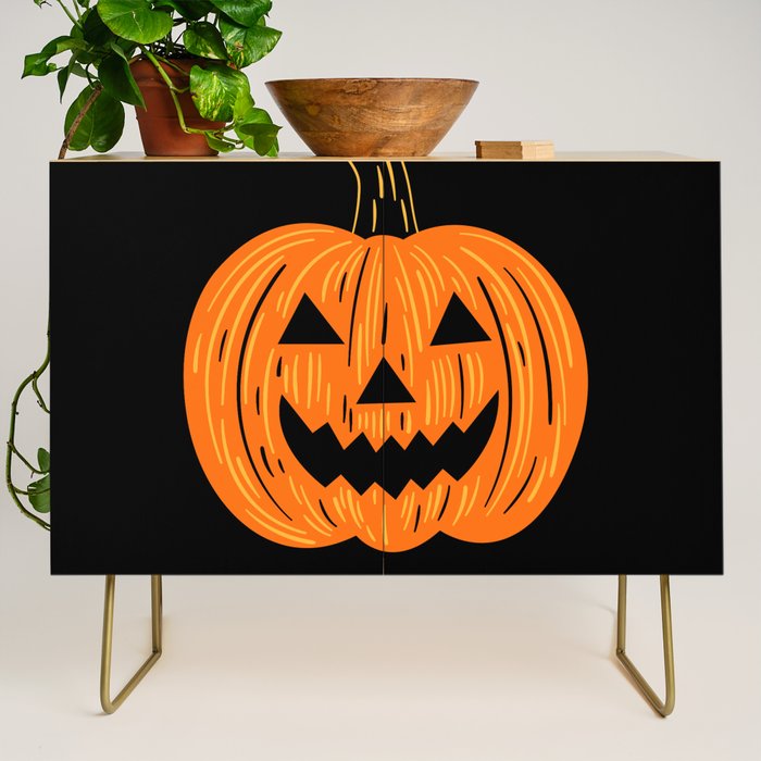 Happy Halloween funny pumpkin cartoon doodle Credenza Gallery Image 1