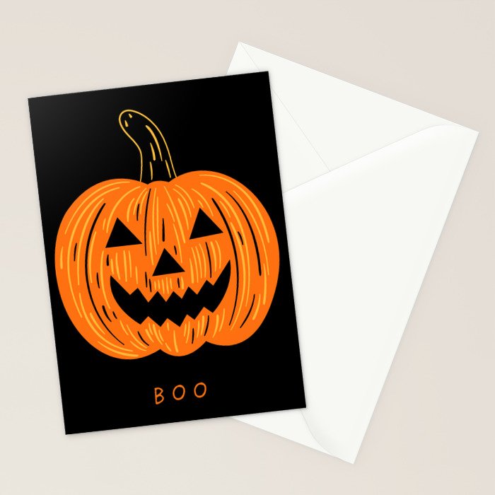 Happy Halloween funny pumpkin cartoon doodle Stationery Card Gallery Image 2