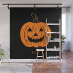 Happy Halloween funny pumpkin cartoon doodle Wall Mural Gallery Image 1