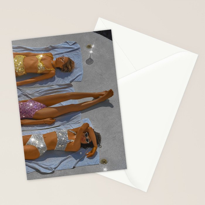 SUMMER TIME - digital collage art work by Yana potter, glitter art. Relax and chill summer vibes.  Stationery Card Gallery Image 2