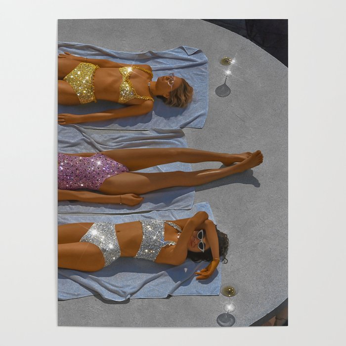 SUMMER TIME - digital collage art work by Yana potter, glitter art. Relax and chill summer vibes.  Poster