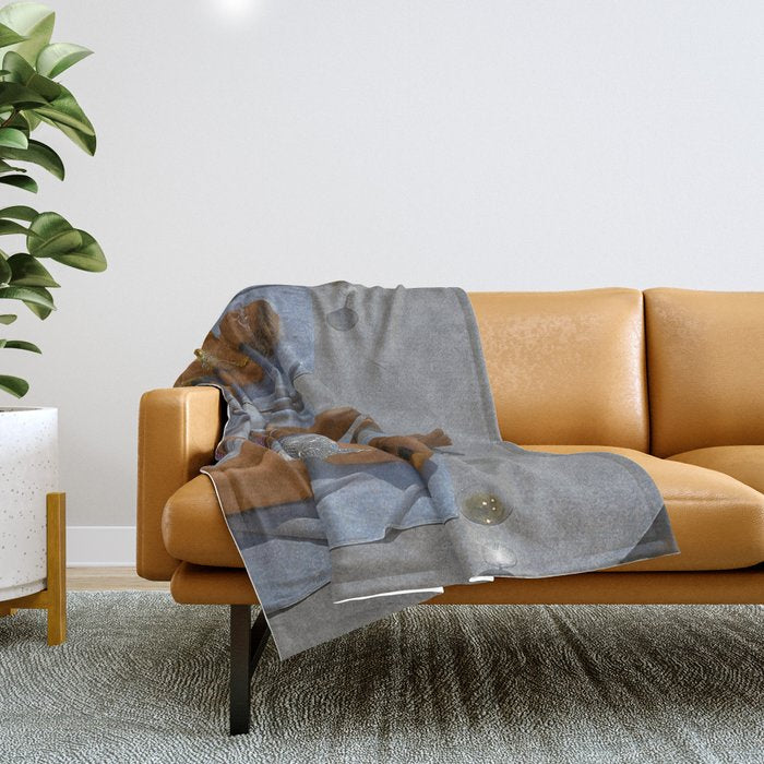 SUMMER TIME - digital collage art work by Yana potter, glitter art. Relax and chill summer vibes.  Throw Blanket Gallery Image 1