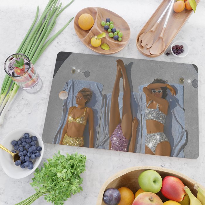 SUMMER TIME - digital collage art work by Yana potter, glitter art. Relax and chill summer vibes.  Cutting Board Gallery Image 2