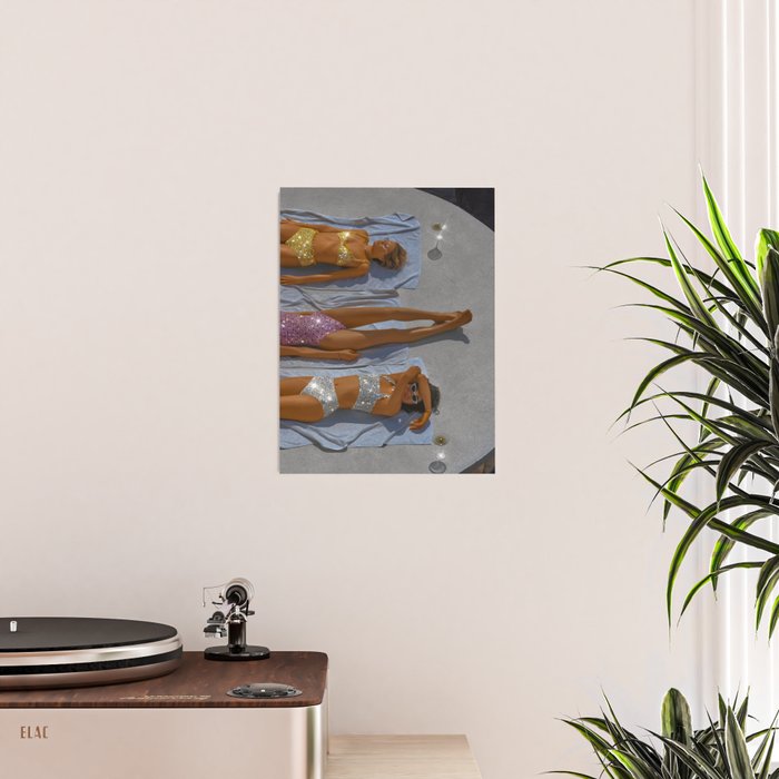 SUMMER TIME - digital collage art work by Yana potter, glitter art. Relax and chill summer vibes.  Poster Gallery Image 2