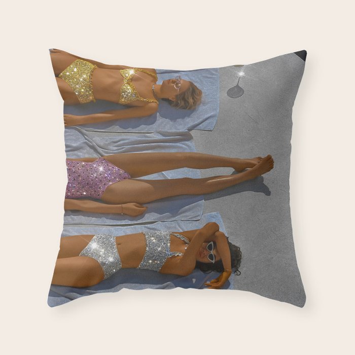 SUMMER TIME - digital collage art work by Yana potter, glitter art. Relax and chill summer vibes.  Throw Pillow Gallery Image 6
