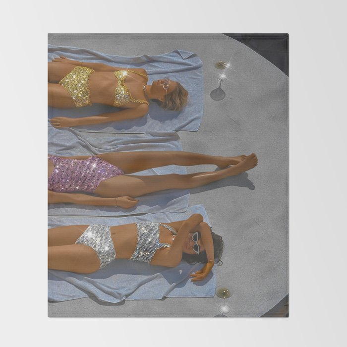 SUMMER TIME - digital collage art work by Yana potter, glitter art. Relax and chill summer vibes.  Throw Blanket Gallery Image 2