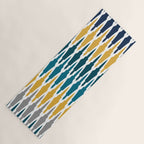 Boho, Geometric Pattern, Blue, Teal, Yellow and Gray Yoga Mat Gallery Image 1
