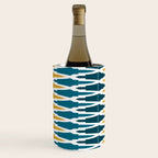 Boho, Geometric Pattern, Blue, Teal, Yellow and Gray Wine Chiller Gallery Image 1