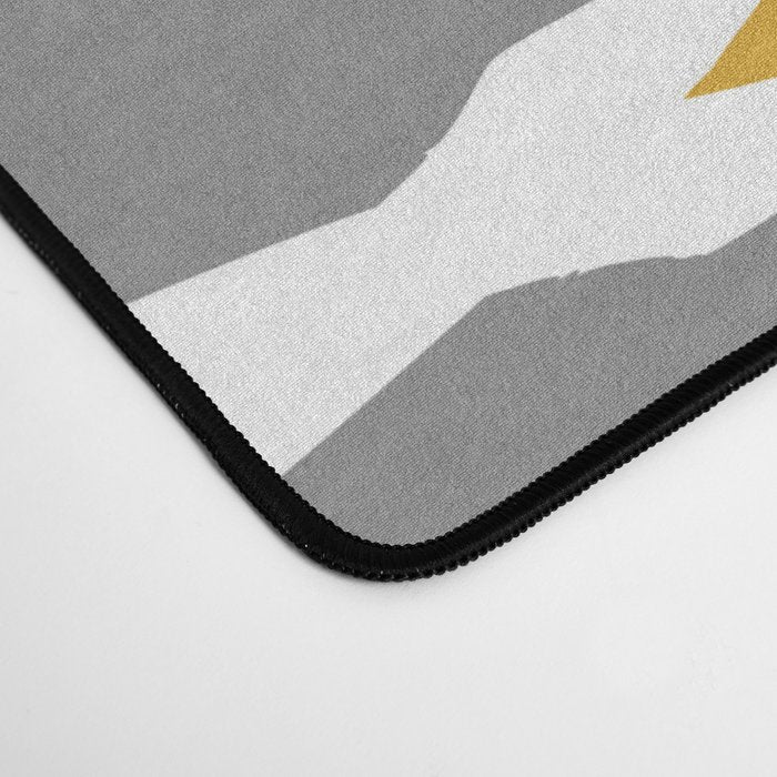 Boho, Geometric Pattern, Blue, Teal, Yellow and Gray Desk Mat Gallery Image 4