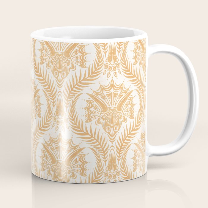 Triceratops Damask - Golden Coffee Mug Gallery Image 1