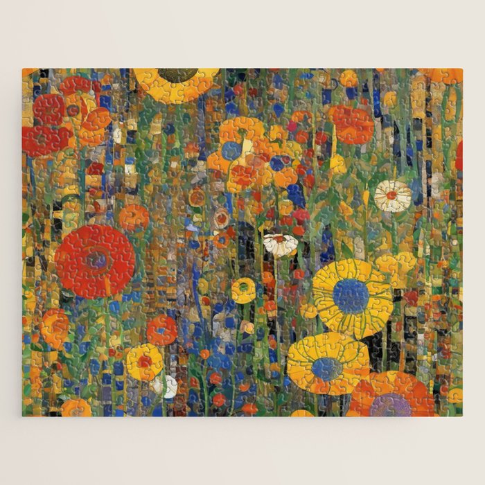Garden with Colorful Abstract Flowers Jigsaw Puzzle Gallery Image 1