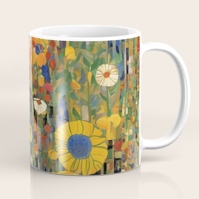 Garden with Colorful Abstract Flowers Coffee Mug Gallery Image 1
