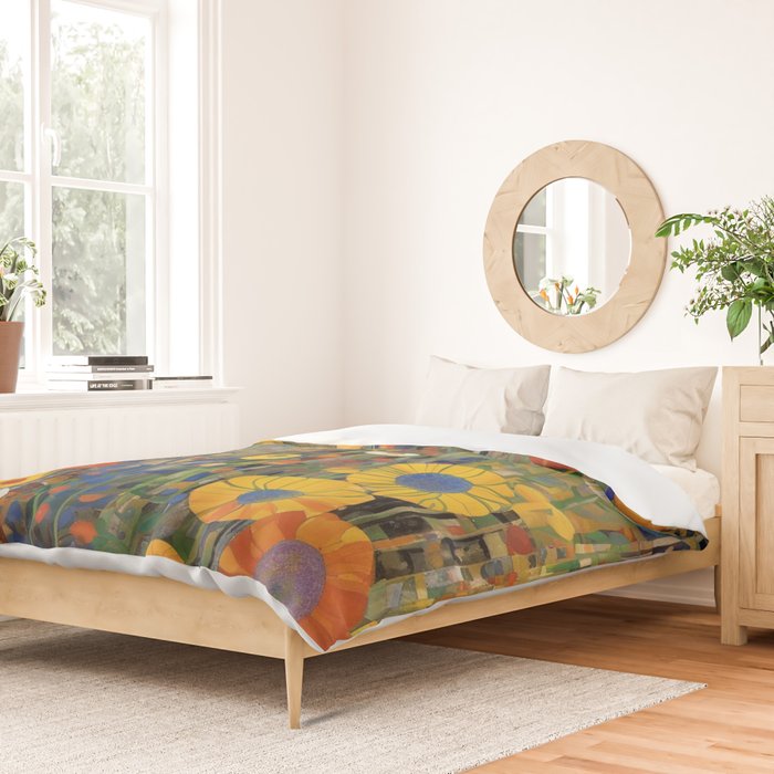 Garden with Colorful Abstract Flowers Duvet Cover Gallery Image 2