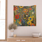 Garden with Colorful Abstract Flowers Wall Tapestry Gallery Image 2