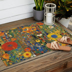 Garden with Colorful Abstract Flowers Outdoor Rug Gallery Image 2