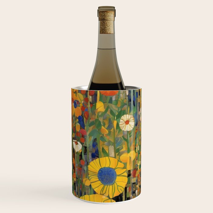 Garden with Colorful Abstract Flowers Wine Chiller Gallery Image 3