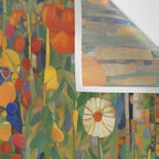 Garden with Colorful Abstract Flowers Wall Tapestry Gallery Image 3