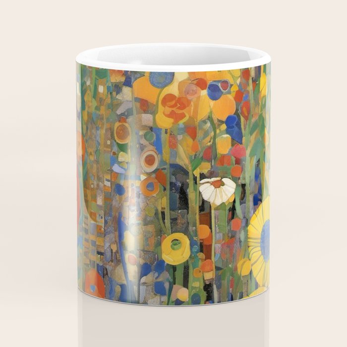 Garden with Colorful Abstract Flowers Coffee Mug Gallery Image 4