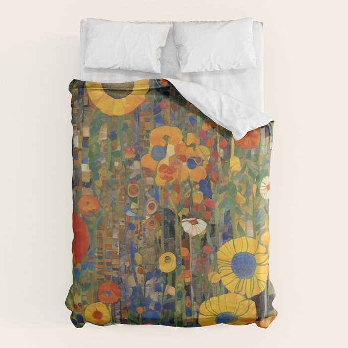Garden with Colorful Abstract Flowers Duvet Cover Gallery Image 6