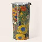 Garden with Colorful Abstract Flowers Travel Mug Gallery Image 2