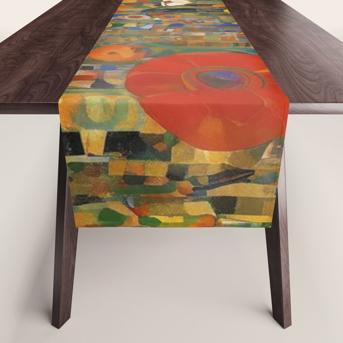 Garden with Colorful Abstract Flowers Table Runner Gallery Image 1