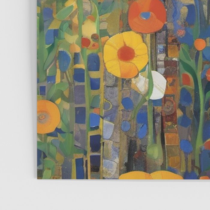 Garden with Colorful Abstract Flowers Poster Gallery Image 3