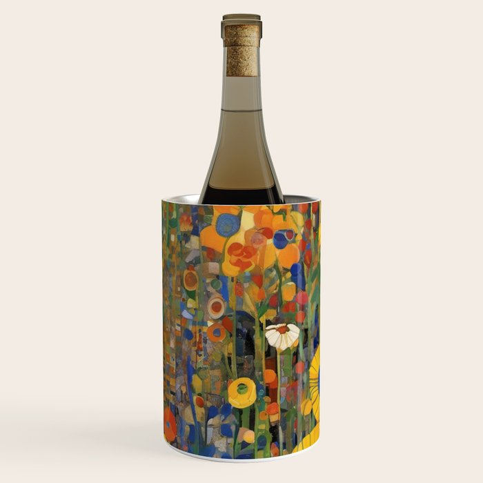Garden with Colorful Abstract Flowers Wine Chiller Gallery Image 1