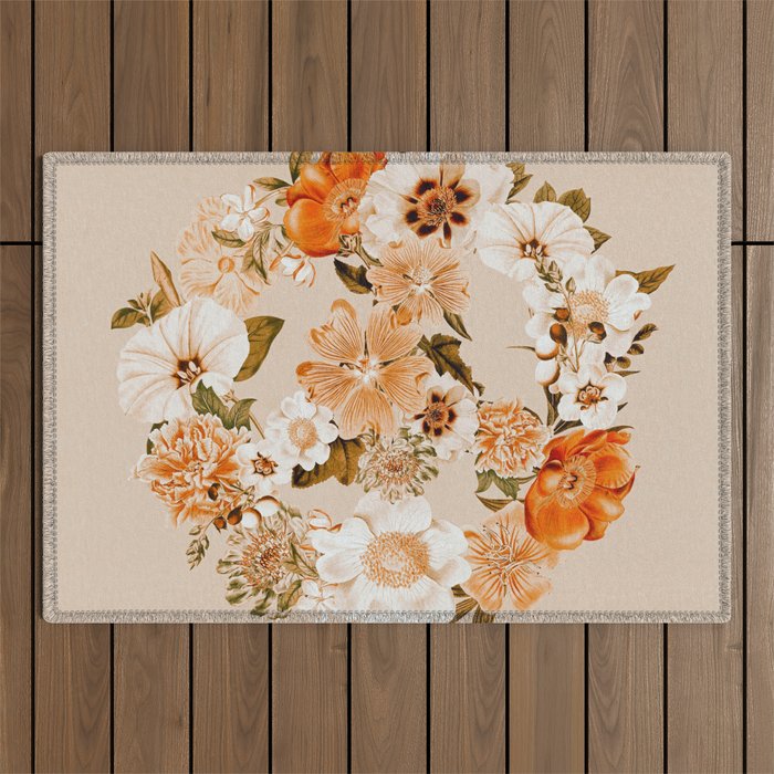 Botanica Peace sign - bohemian Outdoor Rug Gallery Image 1
