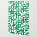 Mid Century Modern Piquet Abstract Multi Pattern Kelly Green and White Wallpaper Gallery Image 2