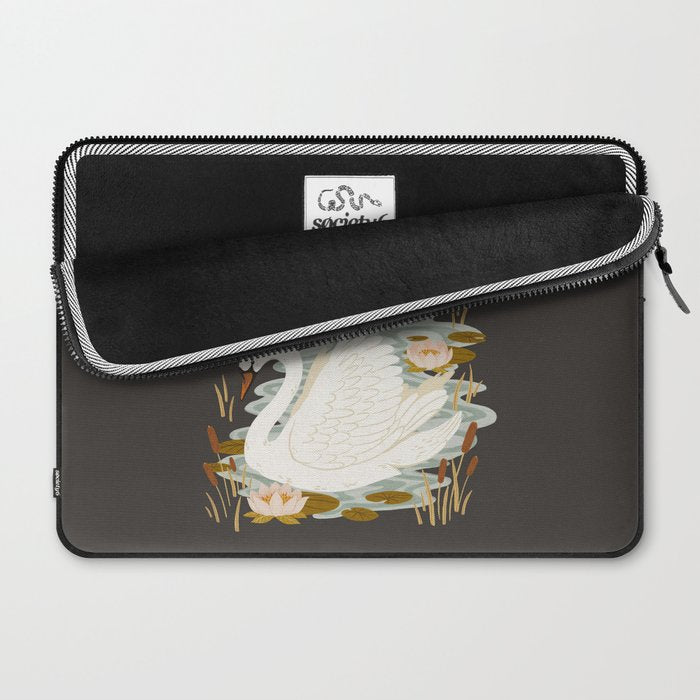Swan Dance - Charcoal Black Background Laptop Sleeve Gallery Image 2