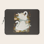 Swan Dance - Charcoal Black Background Laptop Sleeve Gallery Image 1
