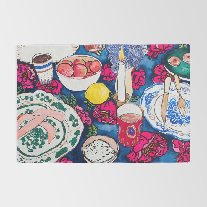Friendsgiving Floral Tablescape Painting Rug Gallery Image 2