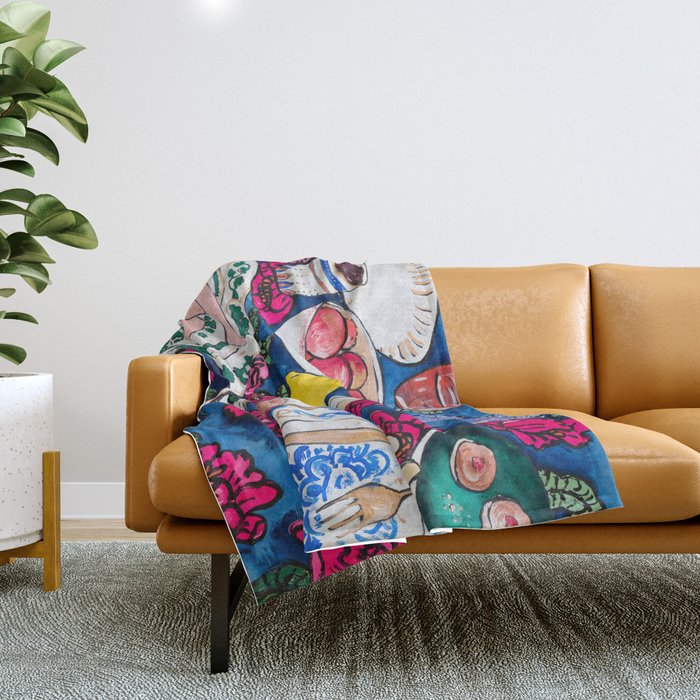 Friendsgiving Floral Tablescape Painting Throw Blanket Gallery Image 1