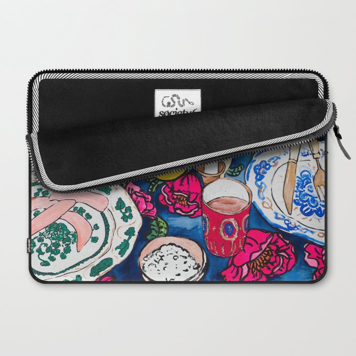 Friendsgiving Floral Tablescape Painting Laptop Sleeve Gallery Image 2