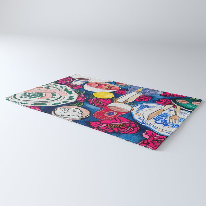 Friendsgiving Floral Tablescape Painting Rug Gallery Image 3