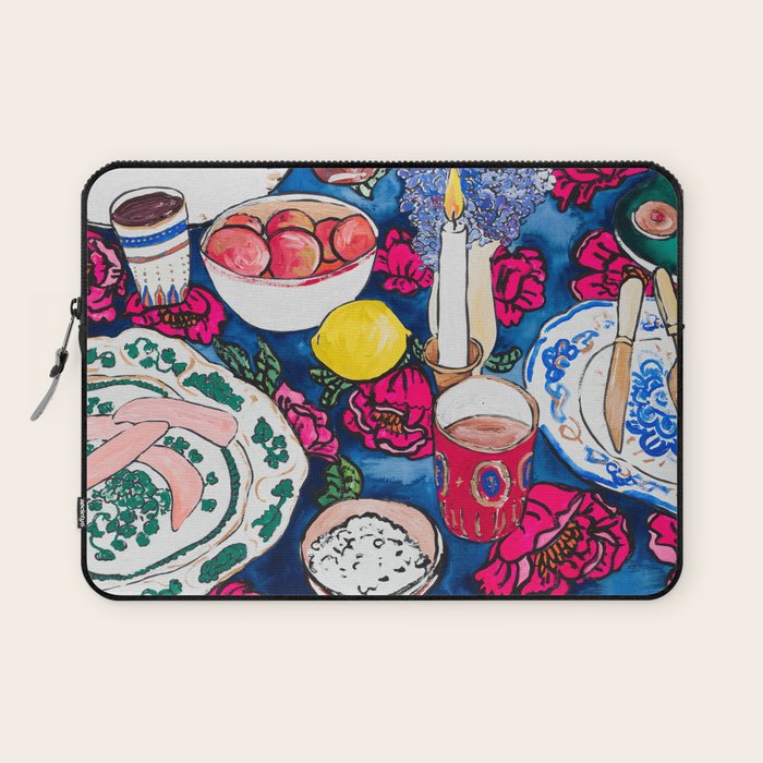 Friendsgiving Floral Tablescape Painting Laptop Sleeve Gallery Image 1