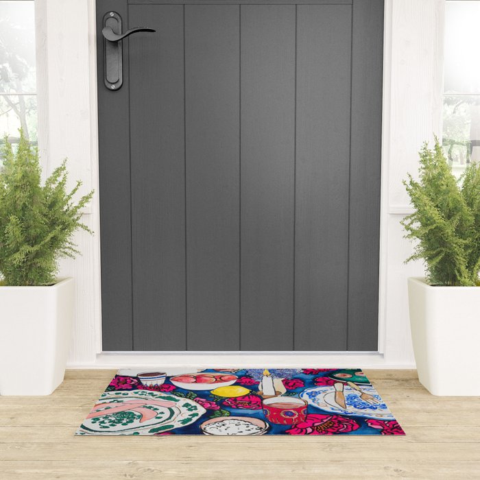 Friendsgiving Floral Tablescape Painting Welcome Mat Gallery Image 3
