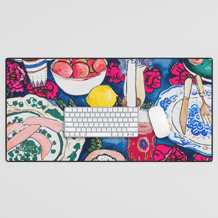 Friendsgiving Floral Tablescape Painting Desk Mat Gallery Image 1