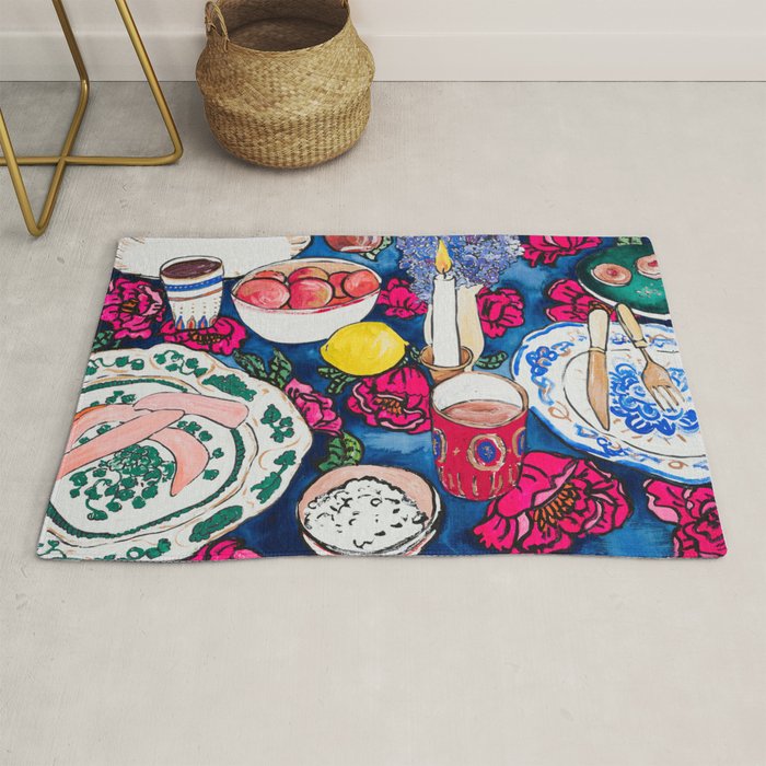 Friendsgiving Floral Tablescape Painting Rug Gallery Image 1