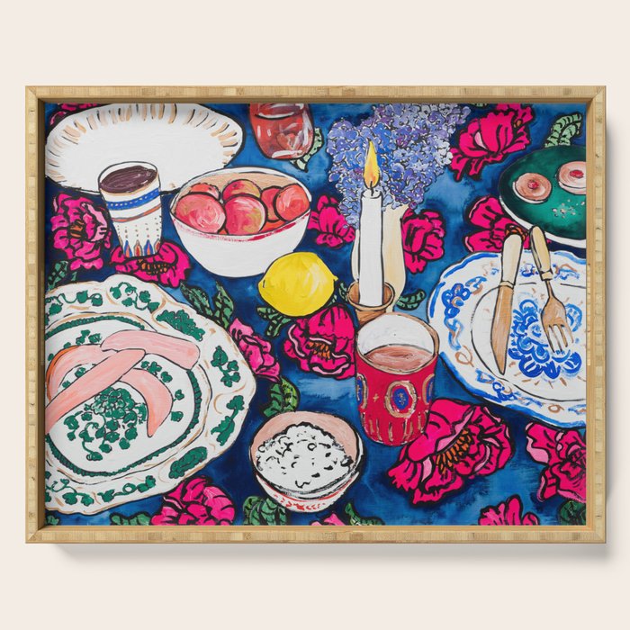 Friendsgiving Floral Tablescape Painting Serving Tray Gallery Image 1